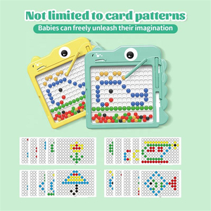 Bambini giocattolo educativo Montessori colorato Cartoon Art Dot Beads Pen Dinosaur Magnetic Drawing Board - Product Image 5