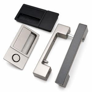 Cerradura de Puerta Empotrada Minimalista, Silenciosa, Negra, Cerradura de Embutir Oculta para Puertas Interiores de Madera de Dormitorio - Product Image 1