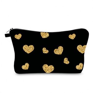 Sac de maquillage de voyage mignon BSCI Factory, sac cosmétique cœur doré, petite pochette de haute qualité, cadeau pour femmes - Product Image 1