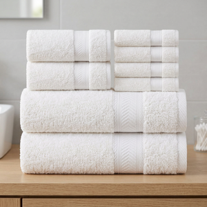 Ensemble de serviettes de bain en coton blanc doux ORCHID, absorbantes, à bords tissés, écologiques, hypoallergéniques, séchage rapide, pour usage hôtelier - Product Image 1