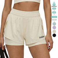 Shorts de Yoga Transpirables de Secado Rápido para Verano, Shorts Deportivos de Dos Piezas con Cintura Elástica para Correr y Hacer Ejercicio