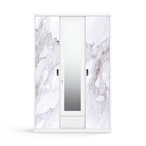 Armario de Acero Impreso con 3 Puertas Corredizas, Espejo y Cajón, 1200 mm, Fácil de Montar - Product Image 1