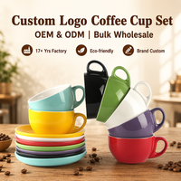 Ensemble tasse et soucoupe à café en porcelaine avec logo personnalisé, mug à latte et expresso en céramique pour hôtel et bureau, vente en gros OEM/ODM