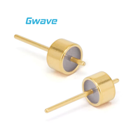 Connecteur RF à perlage de verre à étanchéité hermétique, diamètre 0,38 mm, longueur des broches 4,57 mm, impédance 50 ohms, plaqué or