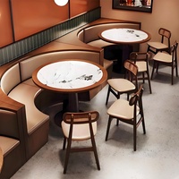 Ensemble de table et chaises de style moderne en bois massif pour café, banquette demi-cercle, mobilier commercial en cuir pour salon, restaurants