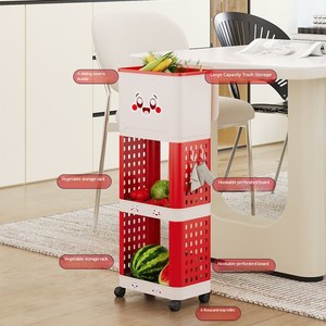 Étagère à déchets de cuisine, étagère de <span class=keywords><strong>rangement</strong></span> à plusieurs niveaux sur <span class=keywords><strong>roulettes</strong></span>, simple et mobile, seau de <span class=keywords><strong>rangement</strong></span> sanitaire avec couvercle, vente en gros - Product Image 4