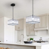 Lustre Suspendu en Cristal pour Décoration Intérieure, Douille E27 E26, avec Câble Réglable de 100 cm, Noir, pour Îlot de Cuisine, Chambre et Chevet