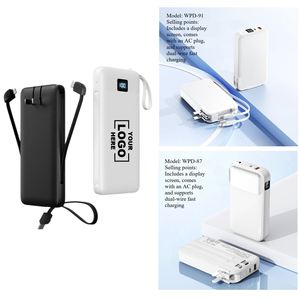 ปลั๊กไฟ AC แบบสามในหนึ่งเดียว ชาร์จเร็ว 22.5w สายเคเบิลในตัว 10,000 MAH พาวเวอร์แบงค์ แหล่งจ่ายไฟมือถือ - Product Image 1