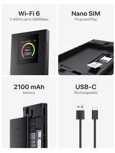 เท็นด้า <span class=keywords><strong>4G185</strong></span> WIFI 6 ไวไฟแบบพกพา ไร้สาย ดูอัลแบนด์ ขนาดเล็ก สำหรับใช้งานนอกสถานที่ ฮอตสปอตพกพา โมบายไวไฟเราเตอร์ 300Mbps แบตเตอรี่ 2100mAh - Product Image 2