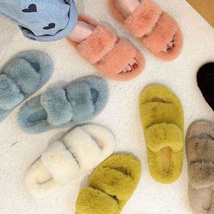 Pantoufles à bande croisée pour femmes doux en peluche fourrure confortable bout ouvert chaussures de maison intérieur extérieur fausse fourrure de lapin chaud confortable sans lacet pantoufle - Product Image 2
