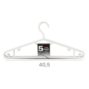 Cintres à vêtements Plasticforte Blancs 40,5 cm Durables Réutilisables Rangement Domestique - Product Image 1