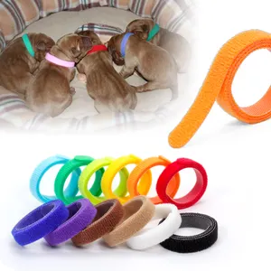 12 Pcs Puppy Cub Collars Newborn Dog Collars Hook and Loop Soft Adjustable Puppy Id Collars for Newborn Pet