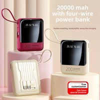 Nouvelle batterie externe mini 20000 mAh grande capacité avec câble intégré, alimentation portable pour mobile, matériau PVC, logo personnalisé