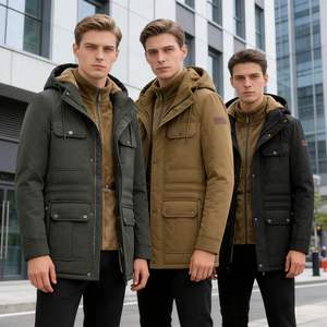 سترة رجالية رسمية طويلة مبطنة بالصوف مع غطاء للرأس، مقاسات من XL إلى 7XL، سميكة ومقاومة للرياح والماء، مع تدفئة، مناسبة للعمل في الشتاء للشرق الأوسط - Product Image 6