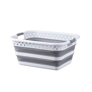 Large Capacity 32cm Collapsible Foldable <b>Plastic</b> Laundry <b>Basket</b> with Handle for Kid & Adult Washing Dirty Clothes - Product Image 2