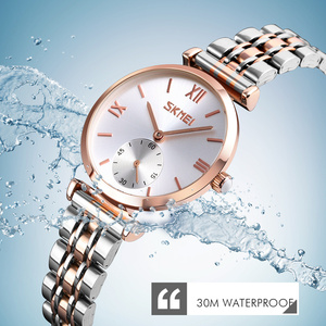 Reloj de cuarzo para mujer, esfera minimalista, correa de acero inoxidable, reloj de pulsera resistente al agua hasta 30 m, elegante reloj de vestir - Product Image 1