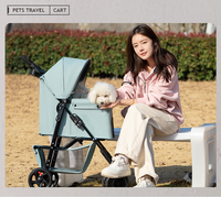 Poussette pliable légère en métal pour animaux de compagnie, pliage rapide à une touche, espace extra large, chariot pour Corgis, Teddy, chiens et chats de petite et moyenne taille