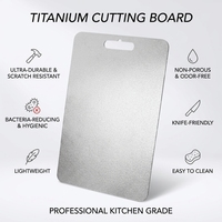 GR1 Papan Pemotong Titanium Murni Ultralight Tahan Karat Portabel untuk Berkemah BBQ Dapur Luar Ruangan Tanpa Bau Logam