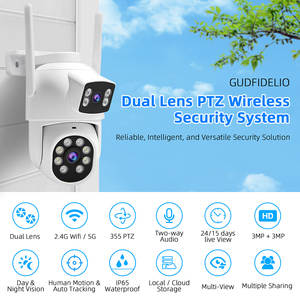 3MP ống kính kép DOME PTZ Camera WIFI IP CCTV Mạng an ninh 360 theo dõi nhà ngoài trời không dây được xây dựng trong mic - Product Image 4