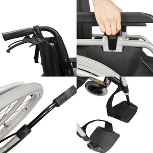 Silla de ruedas de aluminio con freno estándar, ancho del asiento 500mm - Product Image 6