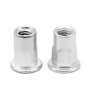 Écrou à riveter à tête plate 1 4-20 sur mesure, corps moleté en aluminium/acier inoxydable, écrou à riveter fileté UNC - Product Image 1