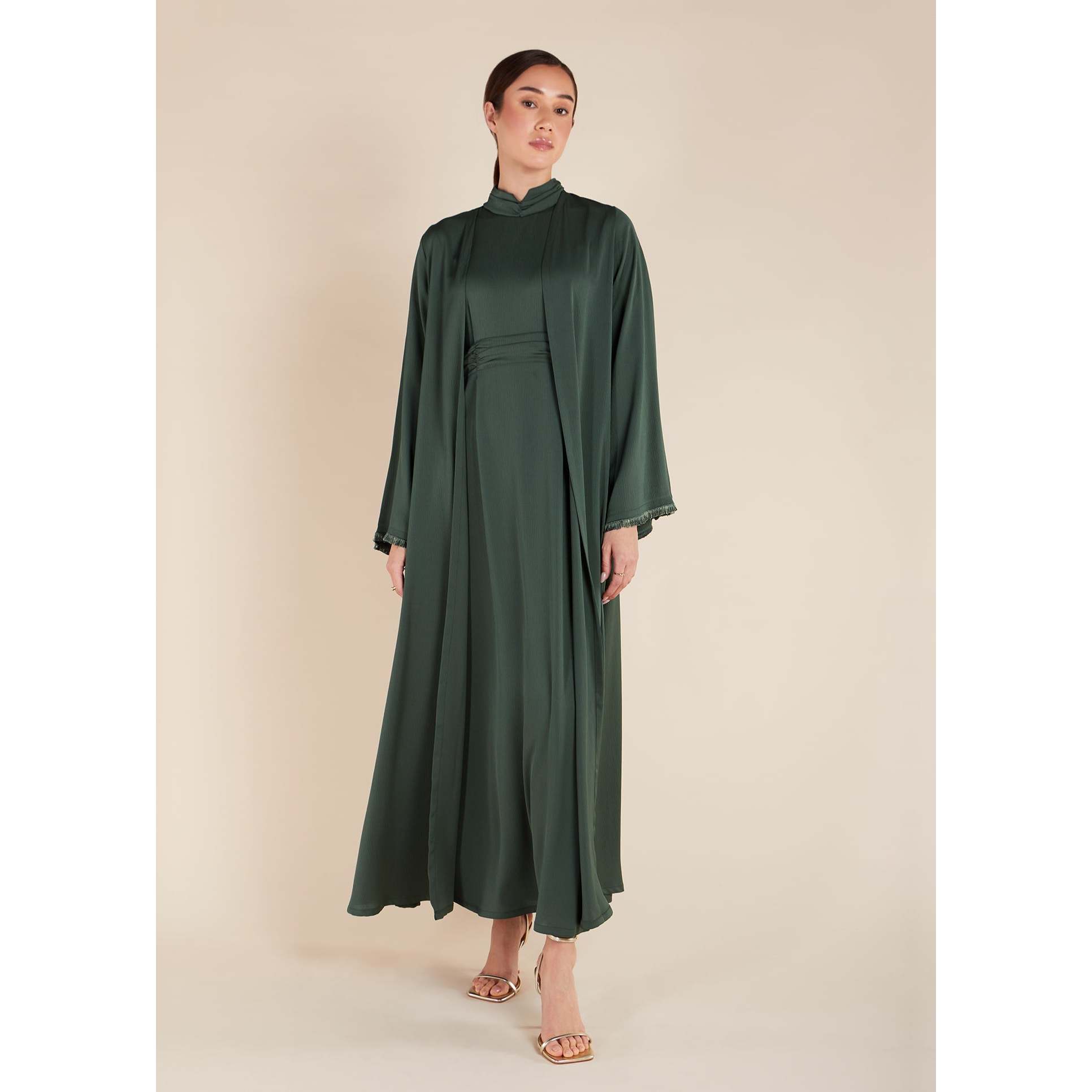 Elegant Dark Green Abaya Dress - Long Sleeve Floor Length Elegant Dark Green Abaya Dress - Long Sleeve Floor Length