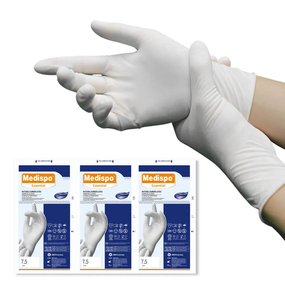 Medispo medizinische Handschuhe Fabrik steriler Latex chirurgische Pulverhandschuhe