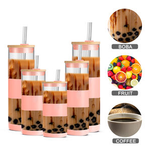 Hot Sell 20oz Tasse à thé Smoothie Cup Bubble Wine Glass Tumbler avec paille et couvercle en bambou - Product Image 1