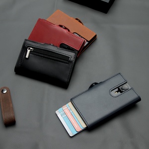 Casekey – porte-cartes en cuir véritable pour <span class=keywords><strong>hommes</strong></span>, porte-cartes en Aluminium avec fermeture éclair - Product Image 4
