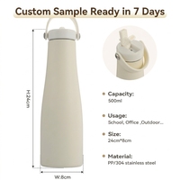 Cadeau d'entreprise, bouteille isotherme esthétique de 500 ml, couleur macaron, sans BPA, en acier inoxydable 304, thermos sous vide, maintien thermique de 12 à 24 heures