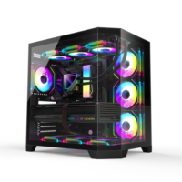 AntarcChill M-ATX Desktop Computer Cabinet Fish Tank Plus Double-Sided Tempered Glass Office Case Mid Tower Stock