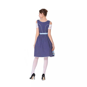 Yi Xiaoyi Women's Beer Girl Dress Blue Short Sleeve Woven Skirt Restaurant Uniform Performance <b>Costume</b> - Product Image 5