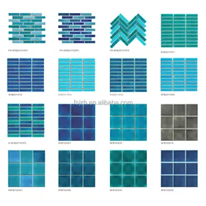 Factory Cheap Prices Porcelain Mosaique Bathroom Wall Floor Square Green Blue Ceramic Glazed Mosaic Swimming Pool Tile