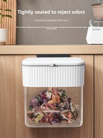 Poubelle murale ELPHECO en plastique PP de 7 L avec couvercle, emballage automatique et seau de rangement