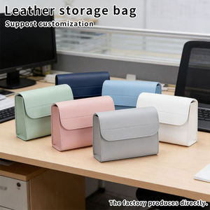 Bolsa de Almacenamiento Digital de Cuero, Multifuncional, para Audífonos, Cargador, Accesorios, a Prueba de Polvo, Ligera, con Cierre - Product Image 1