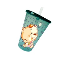 Taza para beber con diseño de logotipo personalizado con tapa y pajita, vasos promocionales para beber, juguetes para fiestas al por menor, vasos de plástico para restaurante