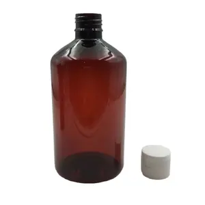 Bouteille graduée transparente en plastique 500ml 16 oz PET ambre avec bouchon à vis pour liquide de médecine chimique et bouteille de marque d'échelle