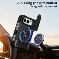 Coques de téléphone portable de style fenêtre pour iPhone Duo 18 Fold 2026 avec protection d'appareil photo, anneau magnétique et béquille intégrée