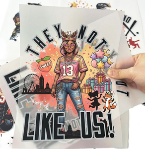 Film de transfert DTF style Hip Hop pour fille, thème 'Reine des Années' et 'Sweet 13', motif 'Peach Skyline', autocollant thermocollant pour sweats à capuche, vente en gros - Product Image 1