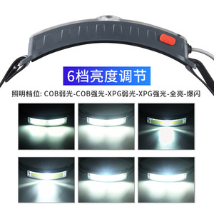 Lampe frontale rechargeable à LED, type C, batterie 1000 mAh, lumière blanche pour la pêche nocturne en extérieur et l'inspection - Product Image 4