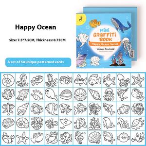 Dessin animé pratique Mini Graffiti aquarelle livre de coloriage pour enfants 50 notes illumination peinture Journal fait papier Durable - Product Image 6