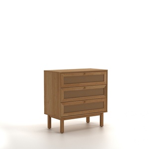 Cómoda Moderna de Madera con 3 Cajones y Acabado Marrón Natural - Product Image 2