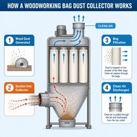 Machine de dépoussiérage automatique à jet pulsé pour panneaux de meubles, avec filtre à sacs antistatique, homologuée CE, pour la gestion des poussières de bois