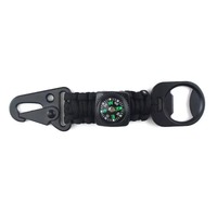 Porte-clés de survie professionnel 4 en 1 EDC en paracorde nylon 550 avec boussole, ouvre-bouteille et boucle pour la randonnée et le camping en plein air