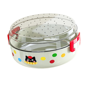 Double Layer Fruit Platter Round With Stand For Home Kitchen Fruit Vegetable Drainer Two In One Use - Product Image 2