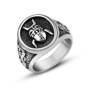 Men's <b>Titanium</b> Steel <b>Ring</b> Insect Pattern Retro Design SA988 Gift Jewelry - Product Image 1