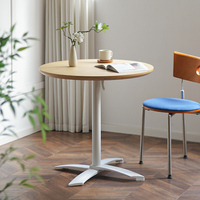 Table à manger ronde pliable nordique avec plateau en placage de bois MDF et base en métal pour petit appartement, maison, café, usage commercial