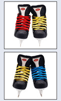 Lacets de skate élastiques prédécoupés à double couche cirés multicolores avec embout moulé pour joueurs de hockey sur glace