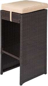 Ensemble de table de <span class=keywords><strong>bar</strong></span> avec plateau en verre et tabourets en rotin - Meubles de patio en osier pour <span class=keywords><strong>bar</strong></span>, salle à manger et jardin - Product Image 4