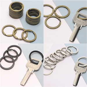 Porte-clés rond plat en métal fendu, porte-clés argenté pour bricolage et artisanat, vente en gros - Product Image 5